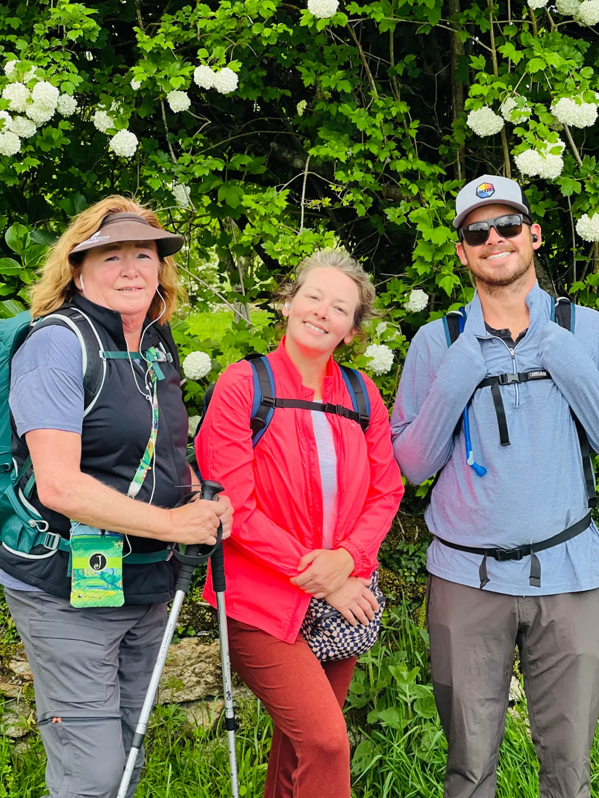 Mary, LeahRose, and Danny walking en route to Santiago