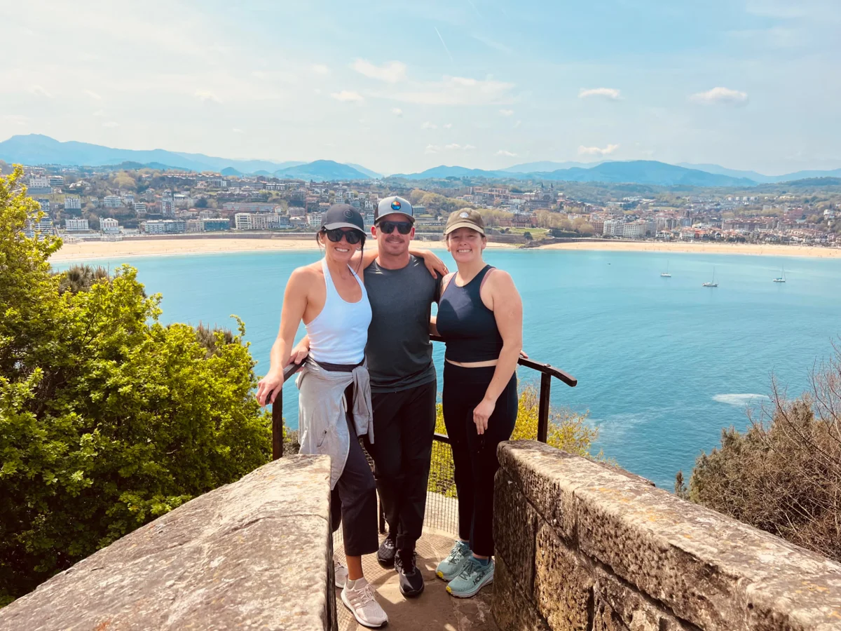 Lauren, LeahRose, and Danny at the start of the Camino del Norte in San Sebastián